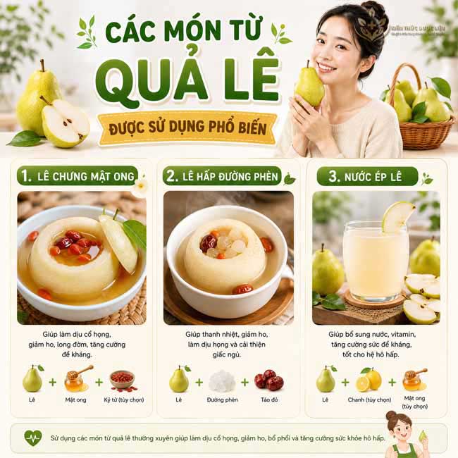 Các món từ quả lê được sử dụng phổ biến