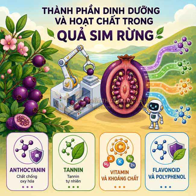 Thành phần dinh dưỡng và hoạt chất trong quả sim rừng